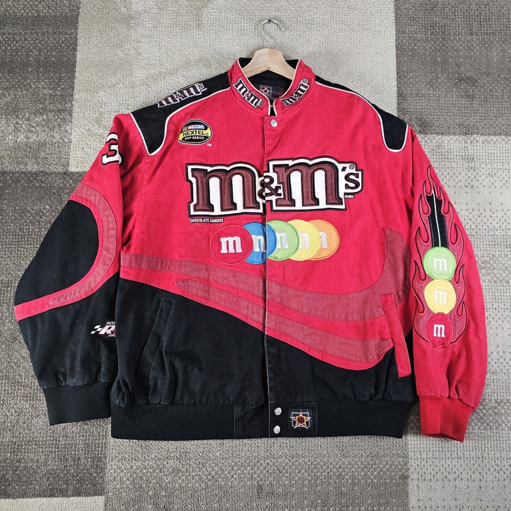 VTG NASCAR Jeff Hamilton Design M&M Elliot Sadler #38 Racing Jacket Mens XL Red